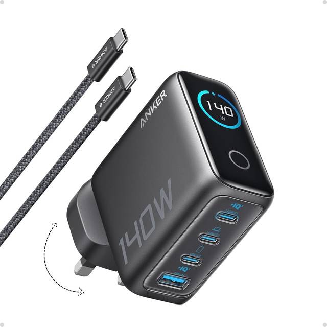 Anker Laptop Charger (140W, 4-Port, PD 3.1) with USB-C Cable Dark Gray