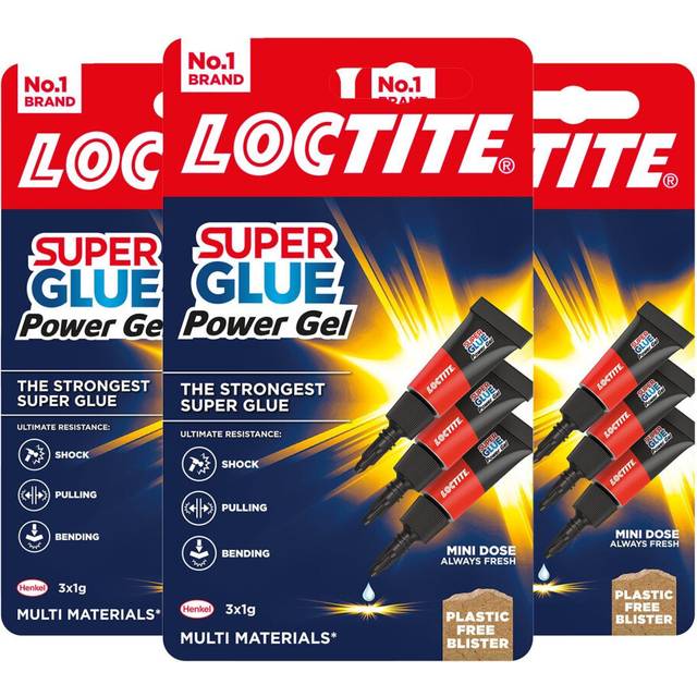 Loctite - Mini Trio Super Glue Gel for High-Quality Repair for All Materials, 9x1g