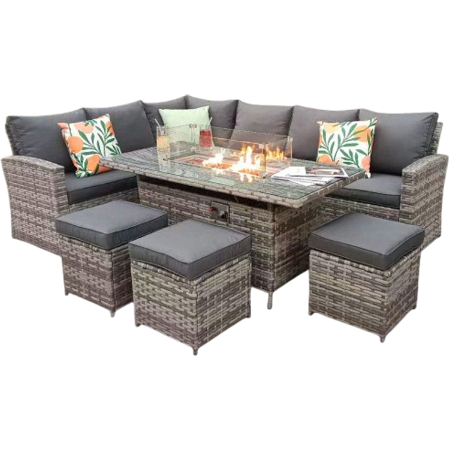 Rosen 9 - Person Garden Lounge Set with Cushions - Grey (9)