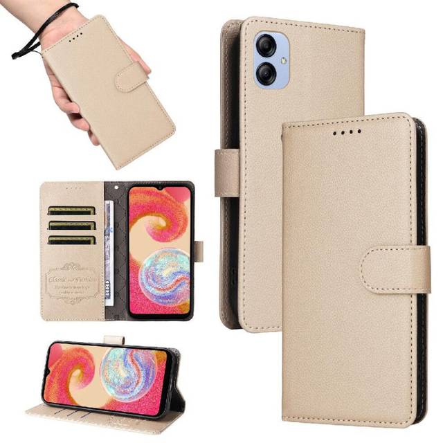 (Yellow) Flip Case for Samsung Galaxy A04e 4g Wireless Charging Magnetic Car Mount Wallet Crad Slot