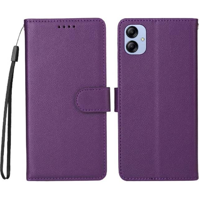 (Purple) Flip Case for Samsung Galaxy A04e 4g Wireless Charging Magnetic Car Mount Wallet Crad Slot