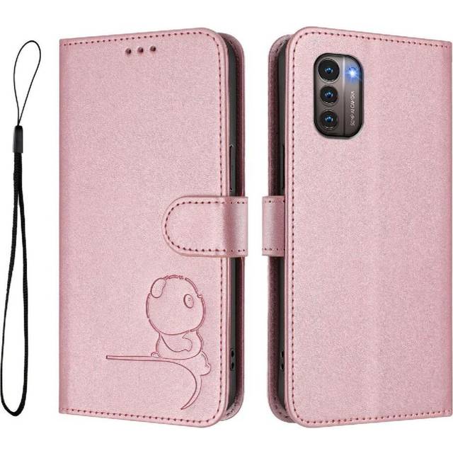 (Pink) Phone Case for Nokia G21 4g Pu Leather Card Slots Holder Kickstand Magnetic Rfid Blocking Flip Folio