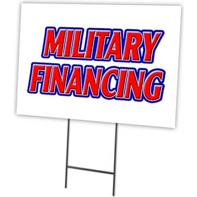 SignMission C-1216-DS-Military Financing 12 x 16 in. Outdoor Plastic Window Yard Sign & Stake - Military Financing