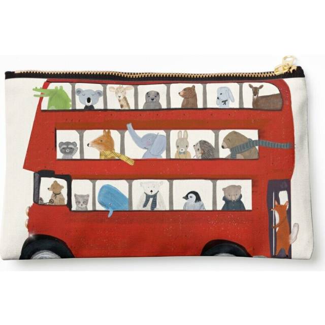 Makeup Bag the big little red bus Cosmetic Organizer Tyvek Paper Bags Zipper Pouch