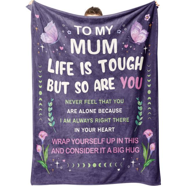 "Craftique Mum Birthday Gifts Blanket, Mum Gifts from Daughter Son, Presents for Mummy, Mother Blanket Printed with Flower, 60""x50"""