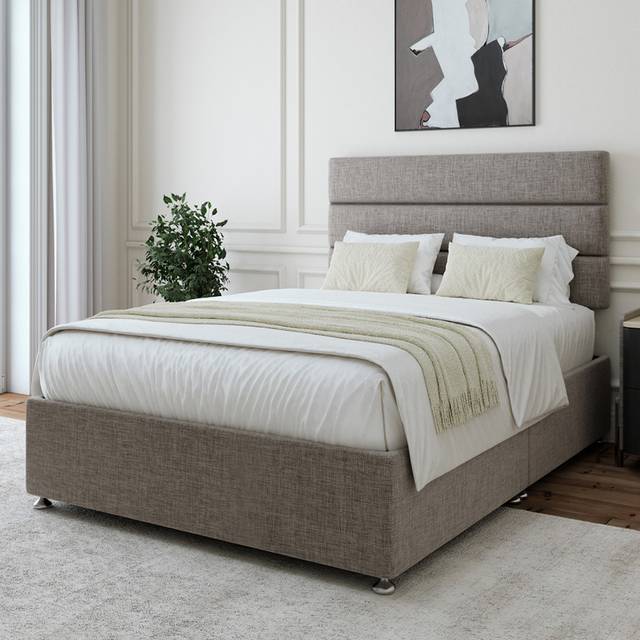 Bedmaster Charcoal Linen Divan Base And Square Headboard Small Single - One Size