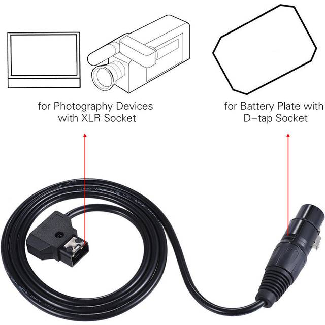 100 cm/3,3 fot D-Tap hane till XLR 4-stift honadapter strömförsörjningskabel sladd