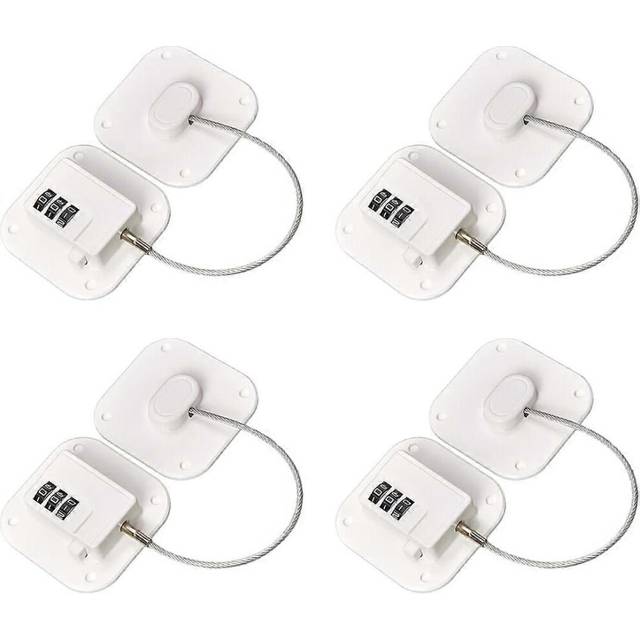 (As show, One size) 4 Pack Refrigerator Lock Combination Cabinet Locks for Babies, Heavy Duty Baby/Child Proof Fridge Lock for Kids Safety (White)