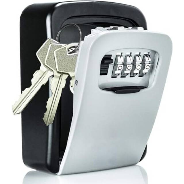 Key Safe Wall Mounted,Key Box with Combination Lock, 4-Digit Code, Black and Grey,90 x 120 x 40 mm