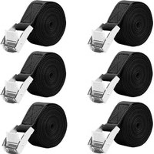 Alwaysh - Pieces 2.5m Lashing Straps Claw Strap Fixing Strap Maximum Load 250kg 2.5cm x 2.5m (Pack of 6 Black - 2.5m x 25mm)