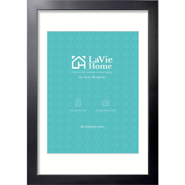 LaVie Home 12x16 Picture Frame  12 x 16 Frame Display Pictures 8.5x11 with Mat or 12x16 Without Mat  Stable and Sturdy Black Frame and Polished Plexig
