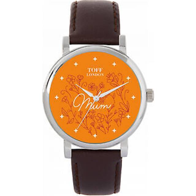 Toff london tlws-30846 ladies orange flowers mum watch