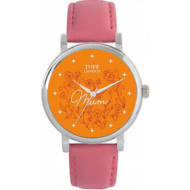Toff london tlws-30848 ladies orange flowers mum watch