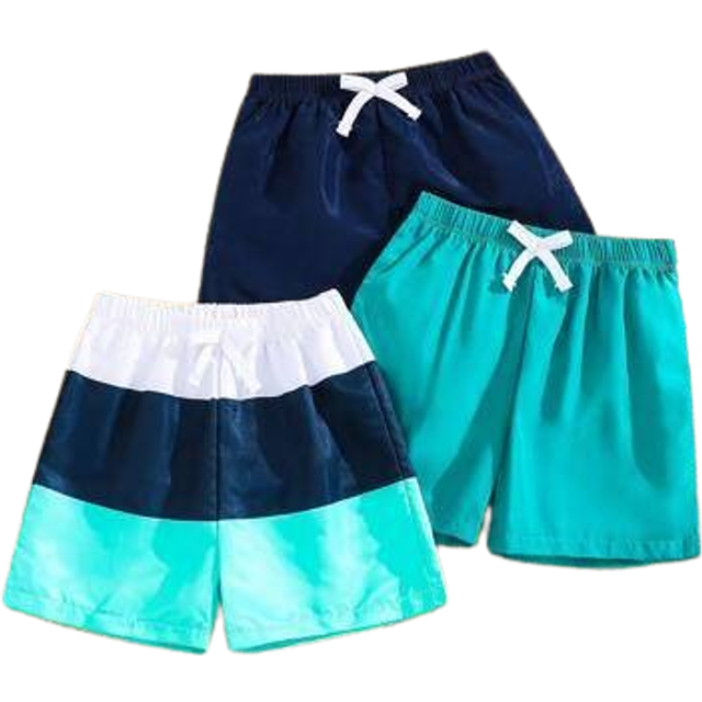 SHEIN 3pcs Young Boy Leisure Holiday Swimwear Set: Swim Trunks