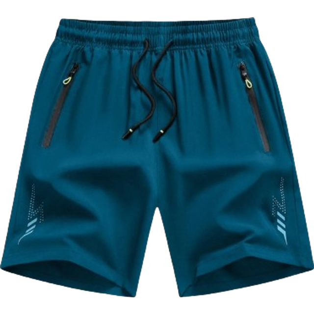 SHEIN Men&#39;s Sporty And Casual Loose Quick-Drying Shorts, With Reflective Strip Design, Pocket, Zipper And Drawstring At The Waist, Suitable For Fitness, Run
