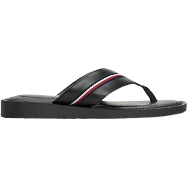 Leather Signature Tape Flip-Flops