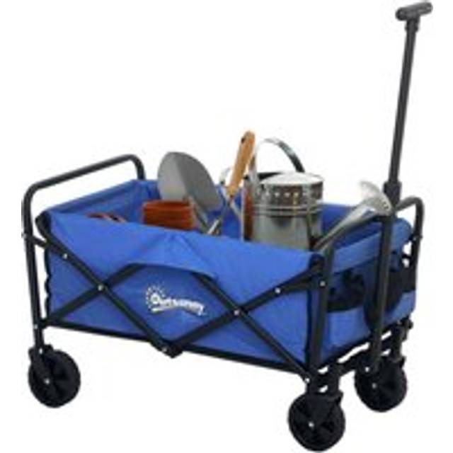 Outsunny 62L Festival Trolley, 120kg Heavy Duty Folding Trolley Cart, Blue