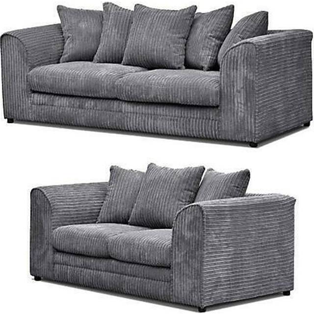 Dylan Jumbo Cord Grey 3+2 Seater Set - One Size