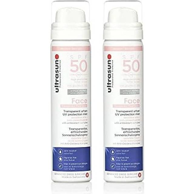 ultrasun Ultrasun 50spf UV Face & Scalp Mist, Clear, 75ml (Pack of 2)