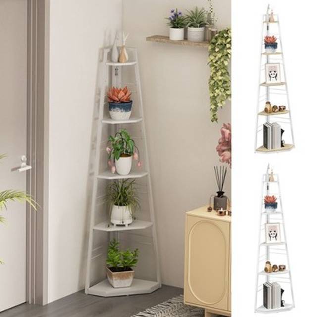 HOMCOM 5-Tier Corner Shelf - White