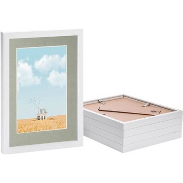 Photo Frames with A5 Mount - A4 (8" x 12") - Grey - Pack of 5 - White - One Size