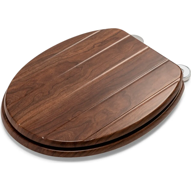 Croydex Molvena Flexi Fix™ Wooden Tongue & Groove Standard Close Toilet Seat - Walnut Effect