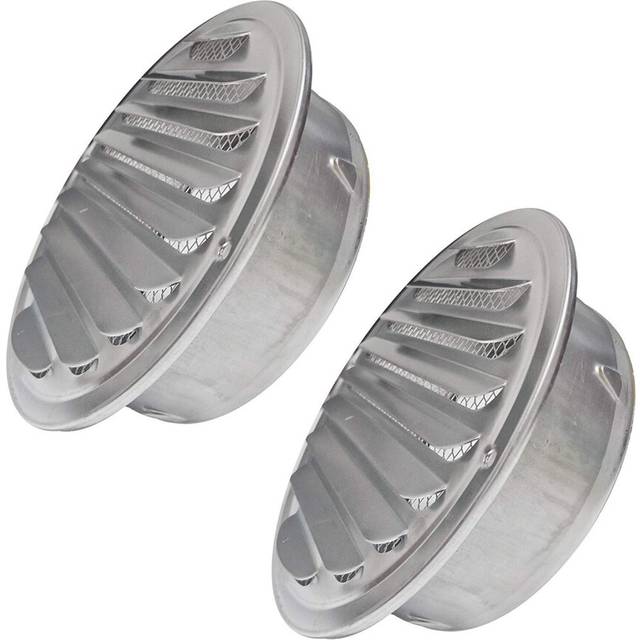 2X 6 Inch Louvered Grille Cover Vent Hood Wall Air Vents with Built-in Fly Screen Mesh - Ventilation Outlet
