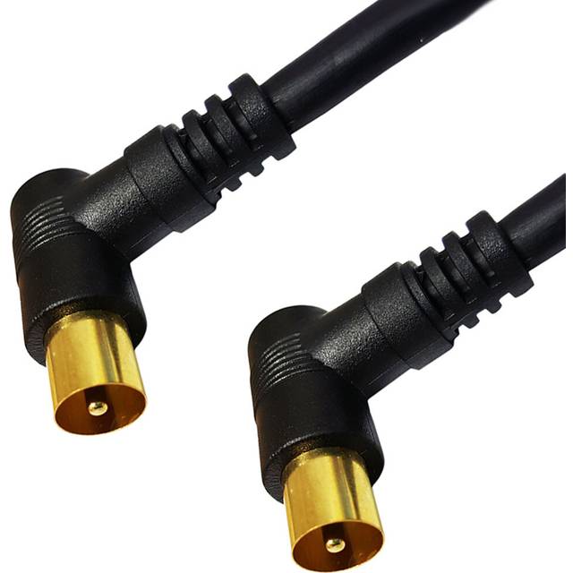 0.5m Tv Aerial Coaxial Cable Right Angle Coax Male To Plug Lead Gold Connectors