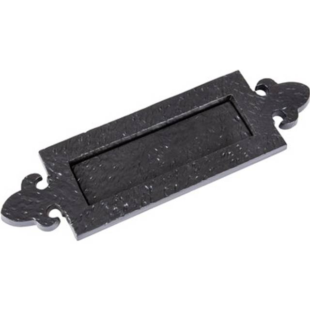 Fleur De Lis Letter Plate Cast Iron Antique Door Post Box W345mm X H105mm Black