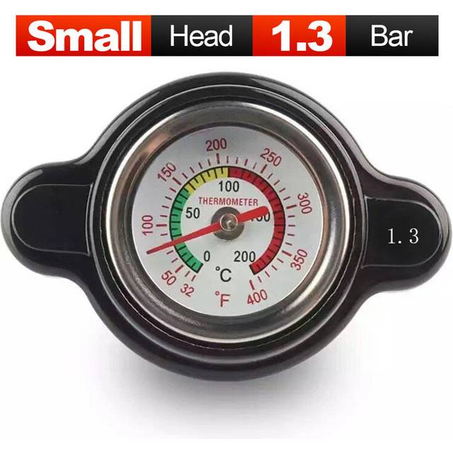 (Small Black 1.3 Bar) Car High Pressure Radiator Cap Tank Cover Water Temperature Gauge For Honda Yamaha Kawasaki Suzuki Polaris Raciing Motorcycle