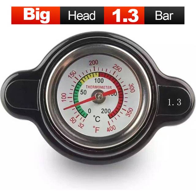 (Big Black 1.3 Bar) Car High Pressure Radiator Cap Tank Cover Water Temperature Gauge For Honda Yamaha Kawasaki Suzuki Polaris Raciing Motorcycle