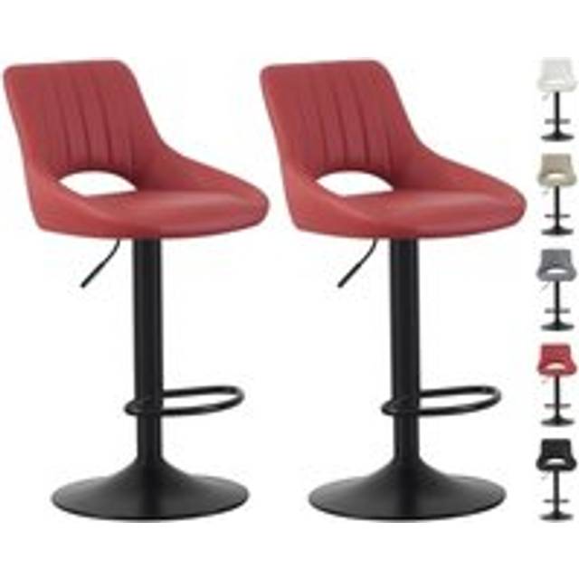 Mcc Direct - Set of 2 Bar Stools, Height Adjustable Swivel Barstools, Counter Stools with Backrest, Faux Leather Seat, Footrest and Metal Base for