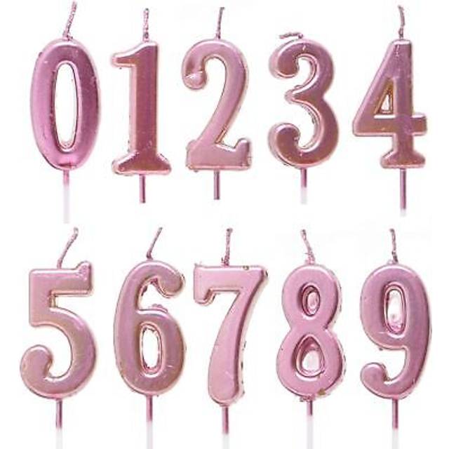 Number Candles 0-9 Pink Cake Toppers Anniversary Birthday Party Cake Decoration