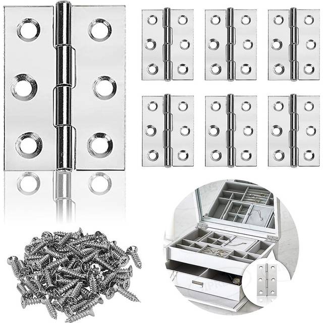 (As show, One size) 24 Pieces Hinge Stainless Steel Door Hinges With 6 Mounting Holes Small Door Hinges Hinge Joint Of Wood Joints Hinges Small