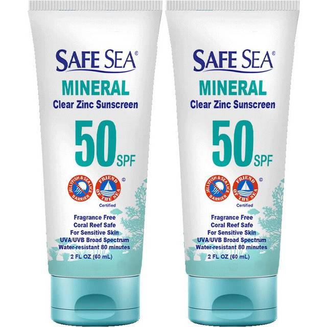 Safe Sea Zinc Oxide Sunscreen SPF50 | Clear Mineral Face Sunscreen Without White Cast | Anti-Jellyfish Sting Protective Lotion | Coral Reef Safe |