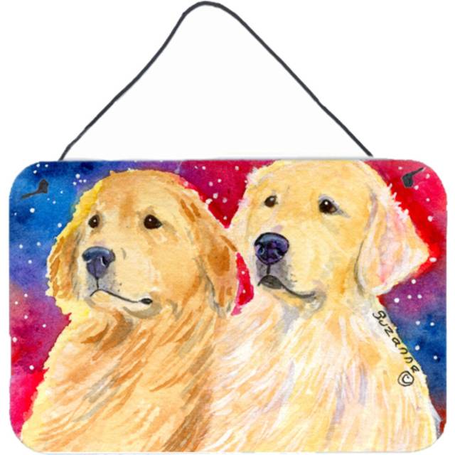 """""Caroline's Treasures SS8754DS812 Golden Retriever Indoor Aluminum Metal Wall or Door Hanging Prints  8 x 12""""""""  Multicolor"""""