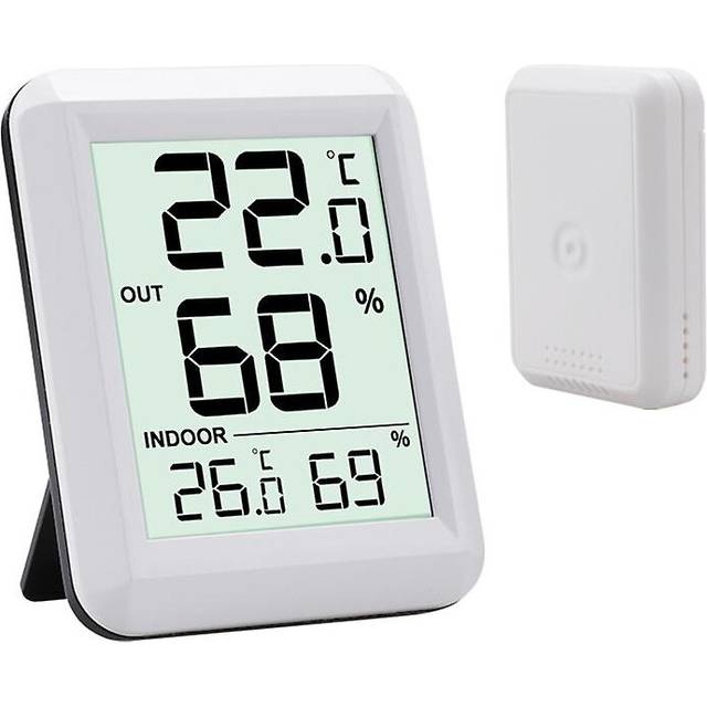 (As show, One size) Indoor And Outdoor Thermometer, Connected Thermometer With Wireless Outdoor Sensor, Digital Hygrometer Thermometer With Large Lcd