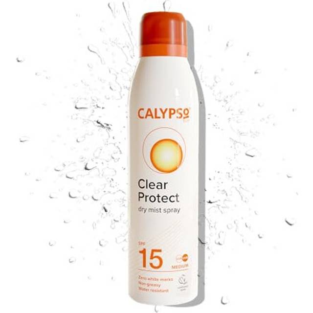 Calypso Clear Protect Dry Mist Spray SPF15 | Water Resistant sun spray | Non-greasy sun protection | Continuous Spray | 175ml