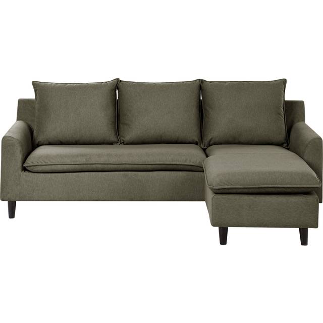 Corner Sofa 3 Seater ELVENES Fabric Dark Green Left Hand