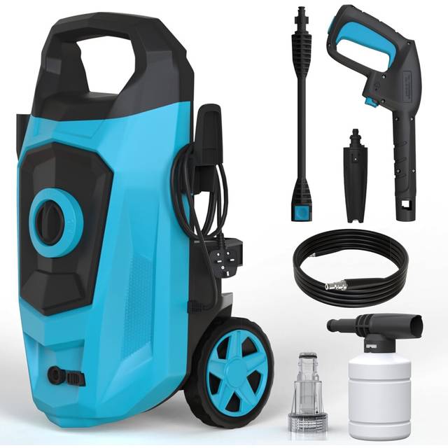 1600W Pressure Washer, Portable Jet Washer High Pressure Washers 130 Bar Electric Power Washer with Hose Reel, Power Cord