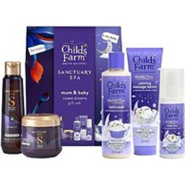 Childs Farm Mum & Baby Sweet Dreams Gift Set, Sleep Routine for Baby & Sanctuary Spa De-Stress Shower Oil & Body Butter for Mum