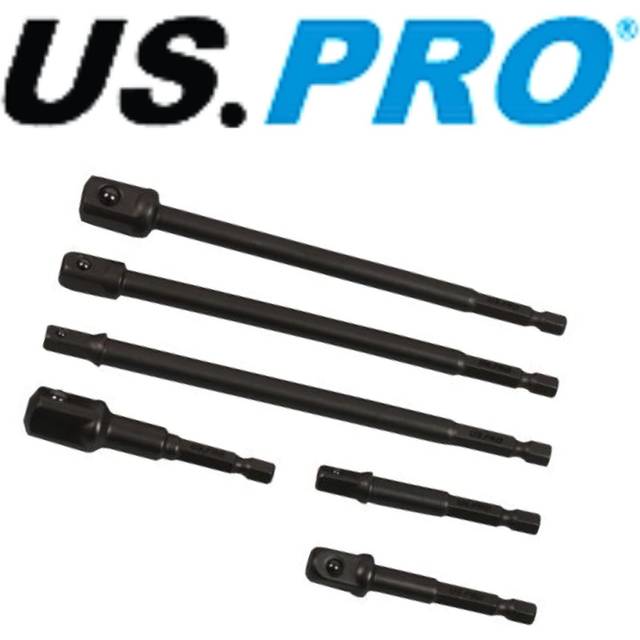 Us Pro Impact Bit Socket Adapter Driver 6pc Set Extension 1/4 3/8 & 1/2 - 7198