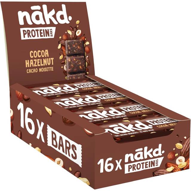 Nakd Cocoa Hazelnut Protein Bar - Vegan - Gluten Free - Healthy Snack, 45g (Pack of 16 bars)