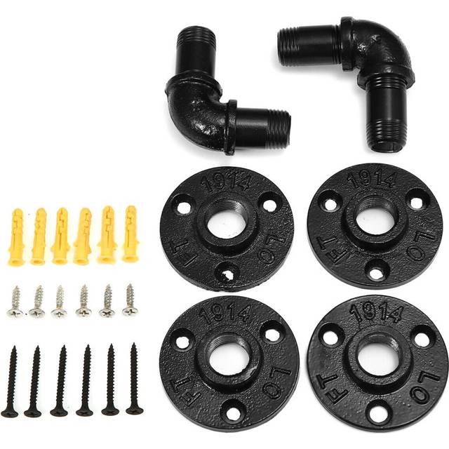 2 Set Flange Industrial Steel Pipe Shelf Bracket Wall Holder Bracket House DIY Decor
