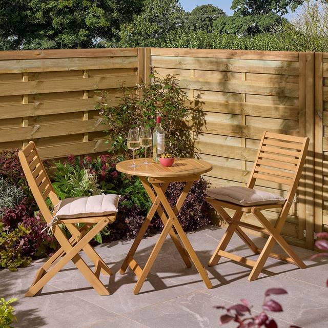 Rowlinson Ashdown Folding Bistro Set with Cushions, Brown