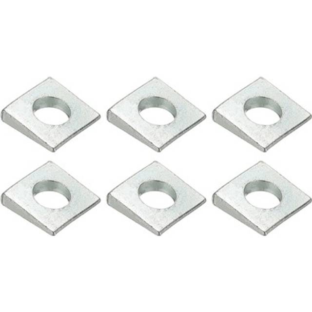 6pcs Beveled Square Washers, M10x22mm Carbon Steel Spacer For 10mm Bolt, Silver
