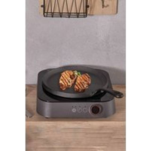 Living And Home Cast-Iron Frying Pan Grill Griddle Cookware With Stay-Cool Handle 25Cm D In Black - One Size