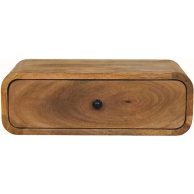 Artisan Furniture Solid Wood Avora Wall-Mounted Oak-ish 1 Drawer Nightstand, Brown, Brown