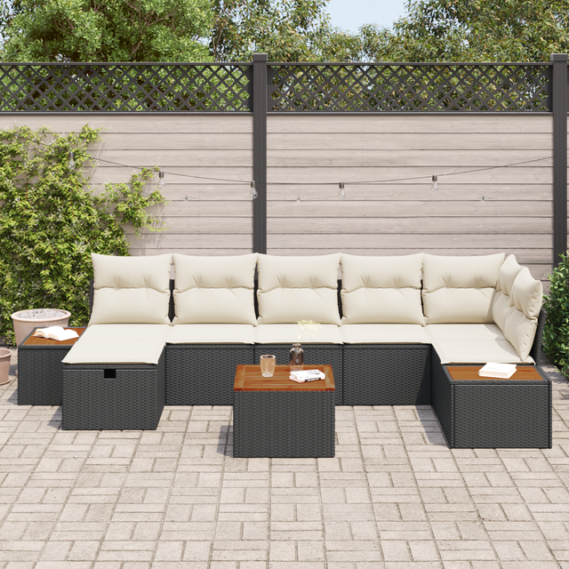 vidaXL Garden Sofa Set 8 pcs Black 55 x 62 x 69 cm Poly rattan