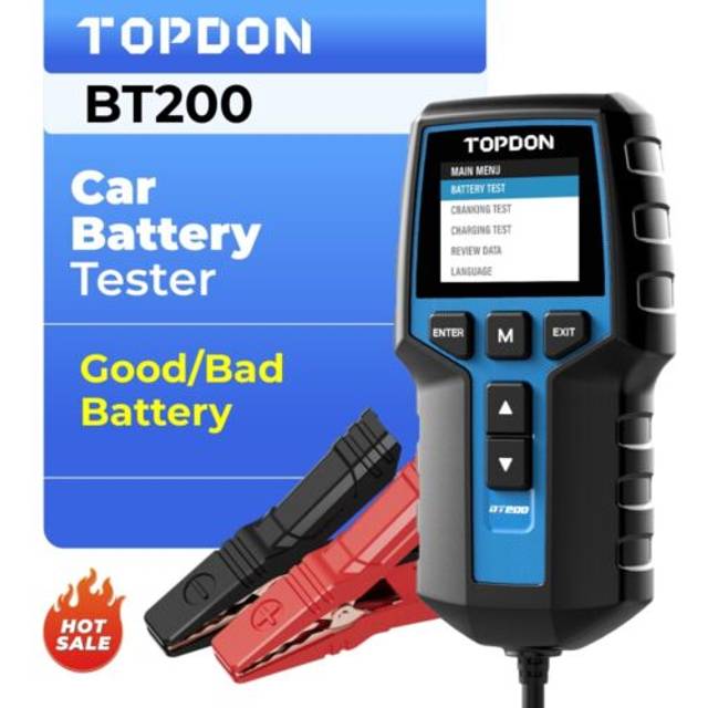 Topdon bt200 12v car truck battery tester agm gel lead acid 24v analyzer scanner